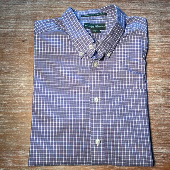 Eddie Bauer Long Sleeve Button Down Wrinkle Resistant Relaxed Fit Size L - Picture 5 of 6
